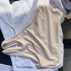 Beige Ribbed Bikini Bottom